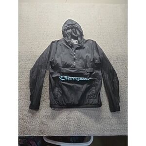 Champion‎ Windbreaker Womens Medium 1/4 Zip Pullover Hooded Jacket Stowable